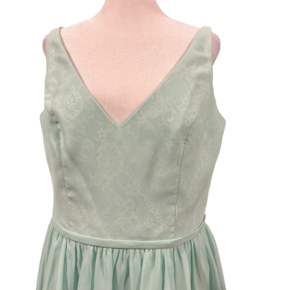 ALFRED ANGELO AQUA MINT CHIFFON LACE BRIDESMAID PROM PARTY DRESS 12 NWT - Picture 4 of 10